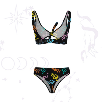 Purplehecate Colorful Trippy Snake Versa-Tie Two-Piece Swimsuit
