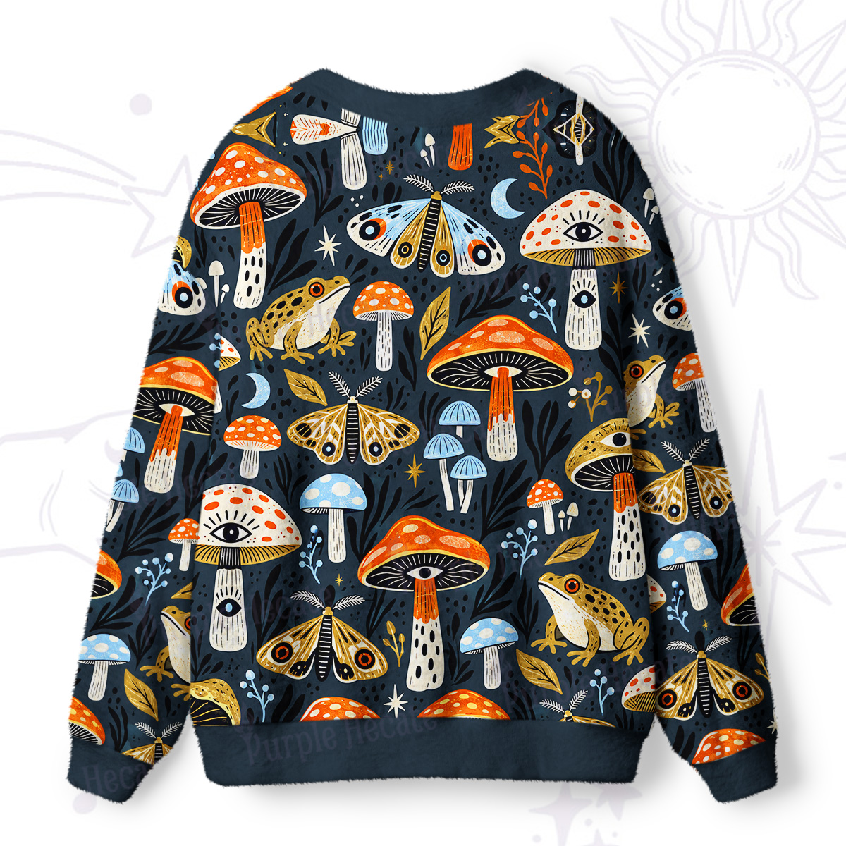 Purplehecate Mushroom Rainforest Frogs Ugly Cardigan Sweaters