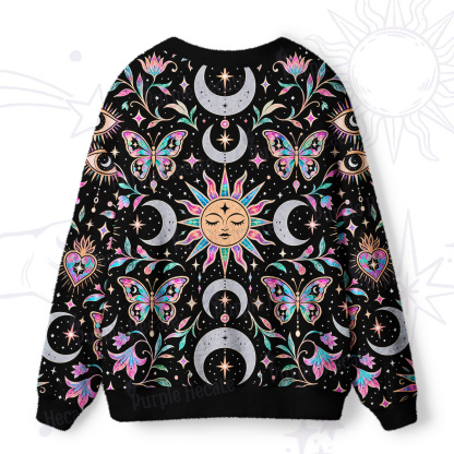 Purplehecate Crystal Iridescent Butterfly Ugly Cardigan Sweaters