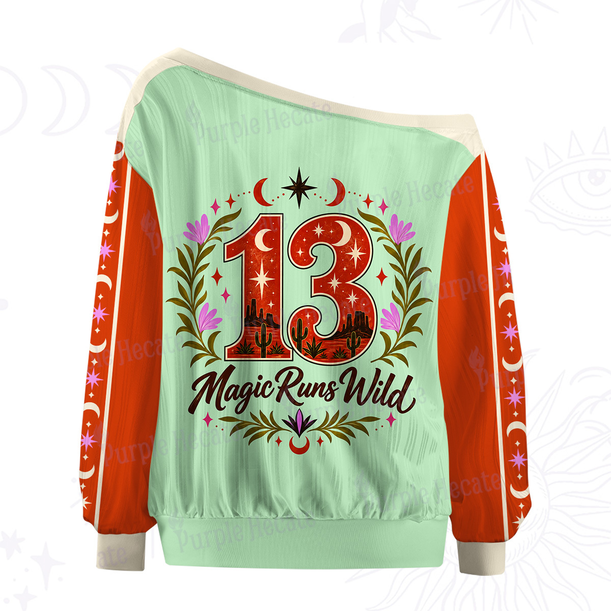 Purplehecate Magic Runs Wild Off The Shoulder Graphic Jersey
