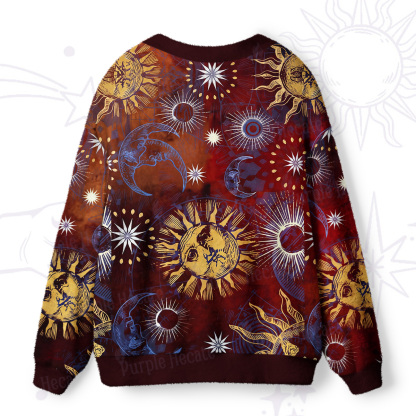 Purplehecate Mystic Sun and Moon Ugly Cardigan Sweaters