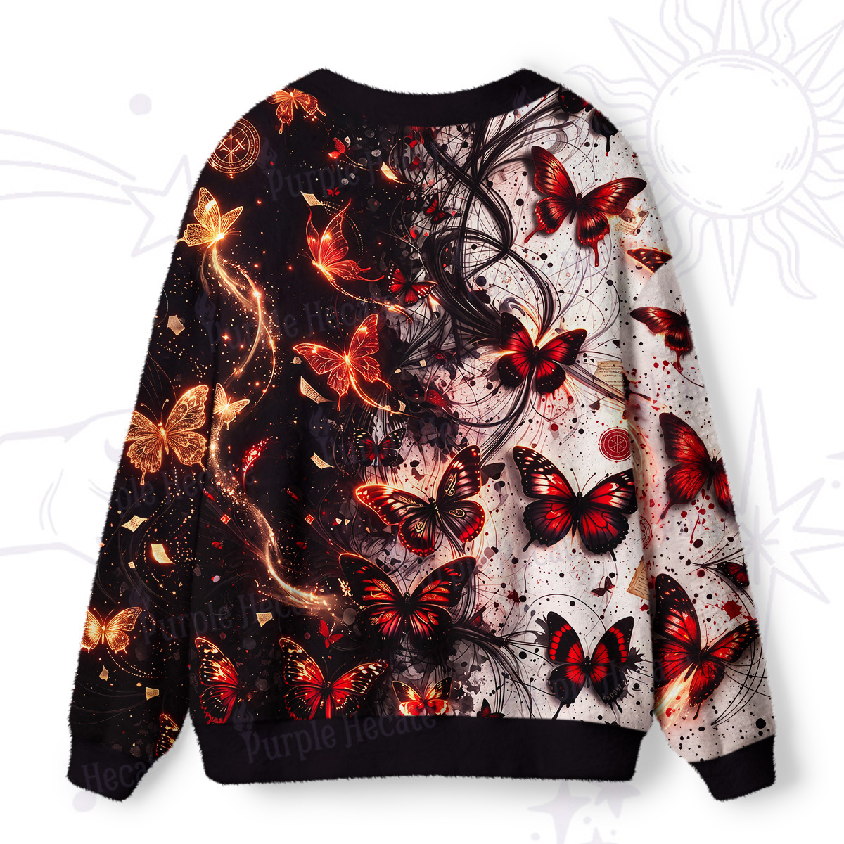 Purplehecate Enchanted Glowing Butterfly Ugly Cardigan Sweaters