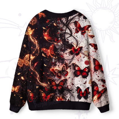 Purplehecate Enchanted Glowing Butterfly Ugly Cardigan Sweaters