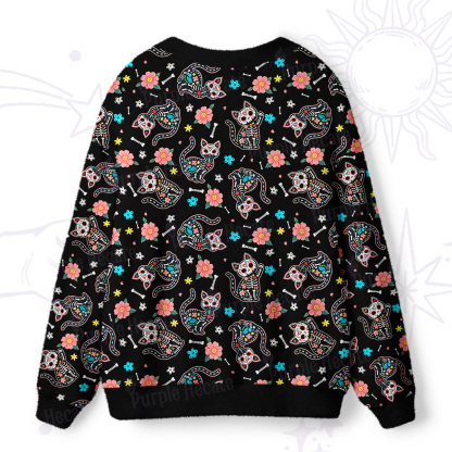 Purplehecate Dia de los Muertos Skeleton Cat Cat Ugly Cardigan Sweaters