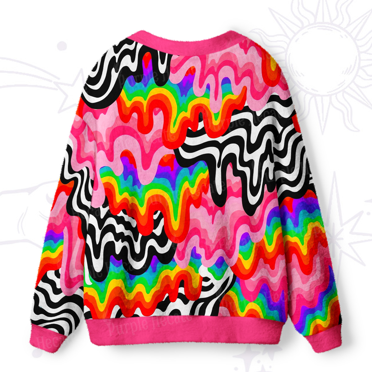 Purplehecate Psychedelic Rainbow Wave Ugly Cardigan Sweaters