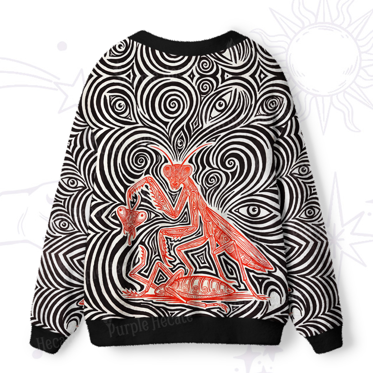 Purplehecate Girls Will Be Girls Praying Mantis Ugly Cardigan Sweaters