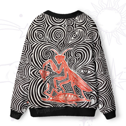 Purplehecate Girls Will Be Girls Praying Mantis Ugly Cardigan Sweaters