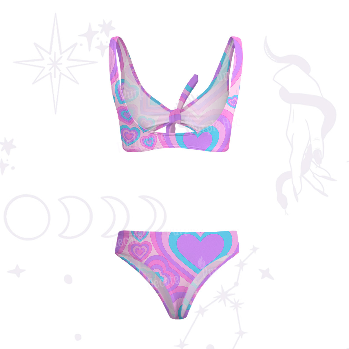 Purplehecate Soft Pastel Love Waves Versa-Tie Two-Piece Swimsuit