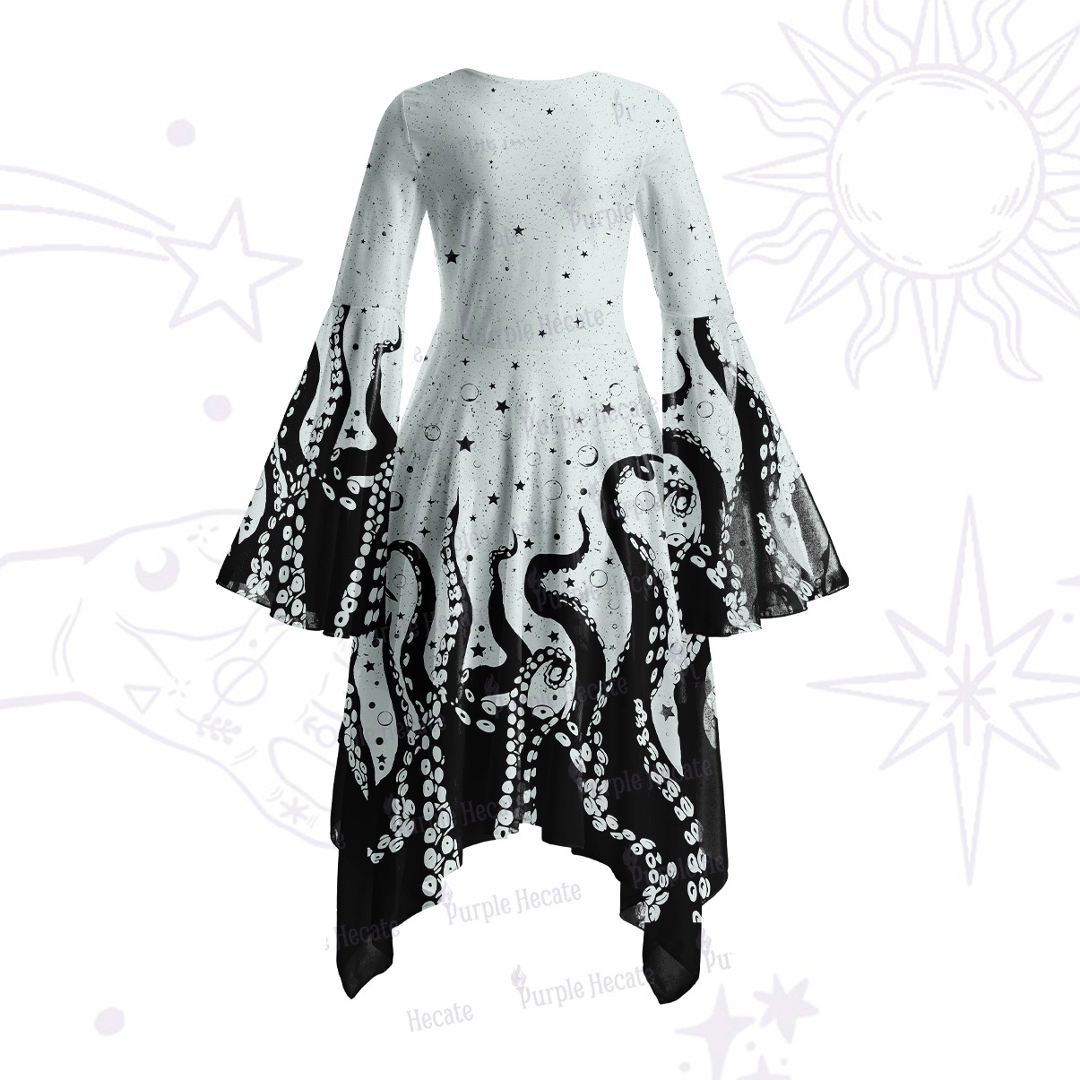 Purplehecate Tentacles of the Deep Bell Sleeve Dress