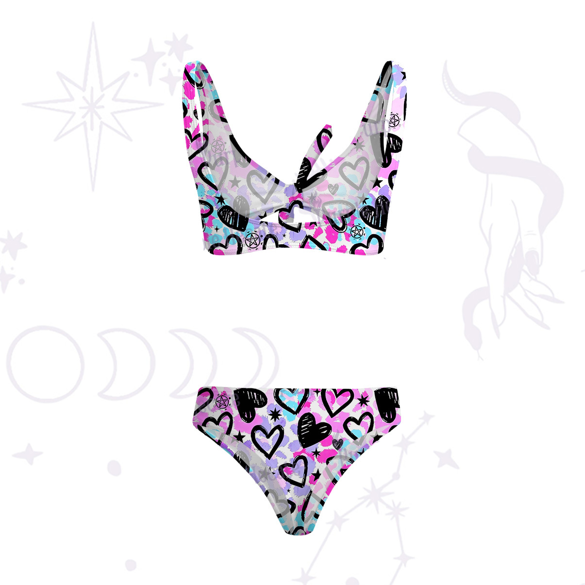 Purplehecate Heartful Magic Versa-Tie Two-Piece Swimsuit