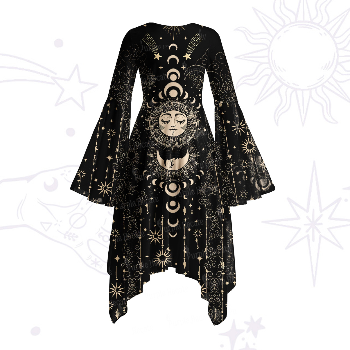 Purplehecate Lunar Eclipse Bell Sleeve Dress