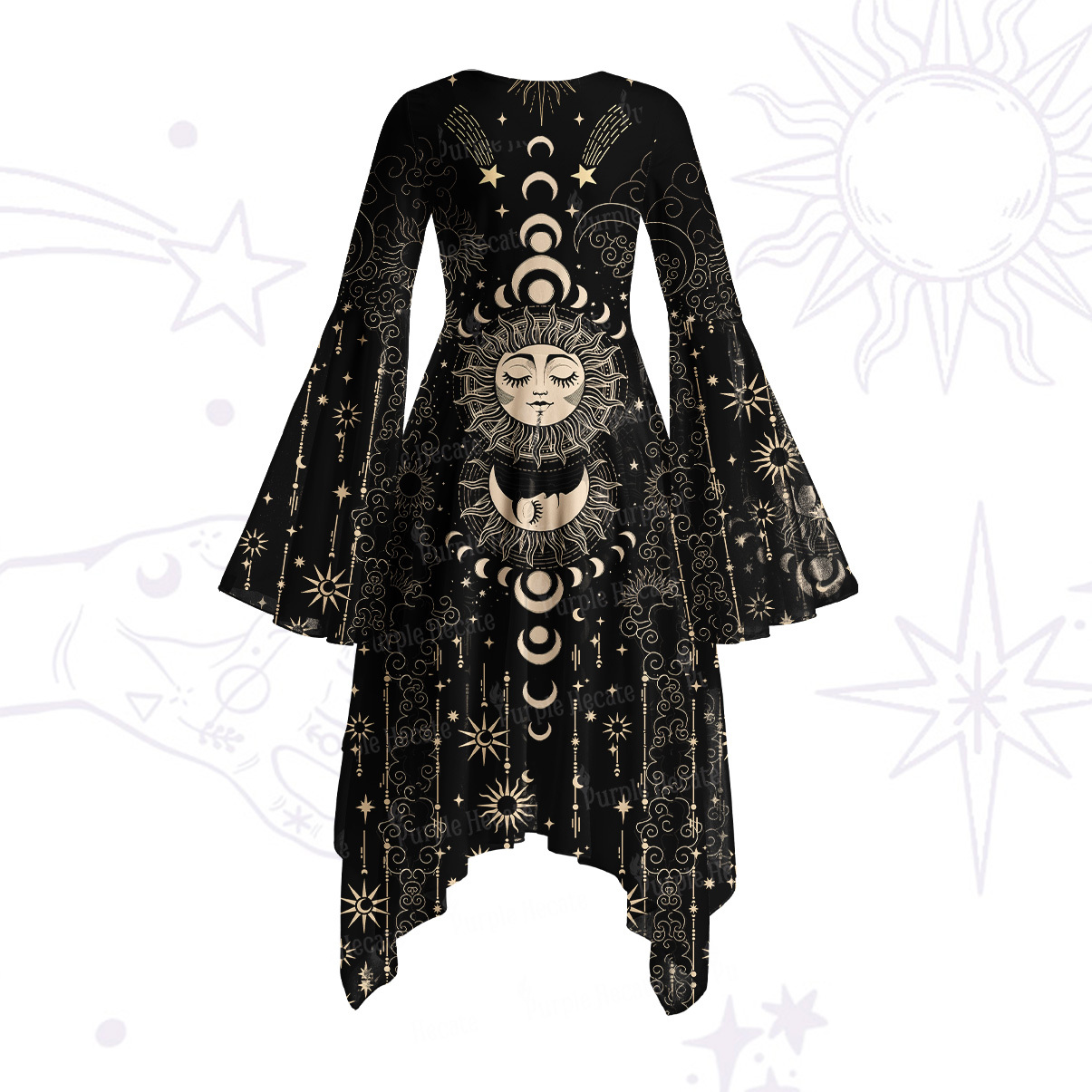 Purplehecate Lunar Eclipse Bell Sleeve Dress