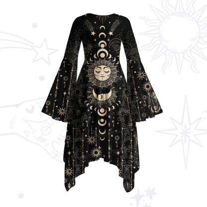 Purplehecate Lunar Eclipse Bell Sleeve Dress