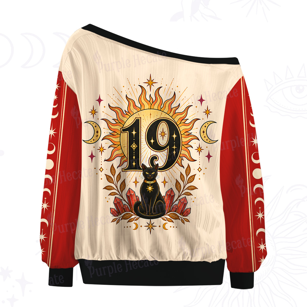 Purplehecate Queen of  Wands Off The Shoulder Graphic Jersey
