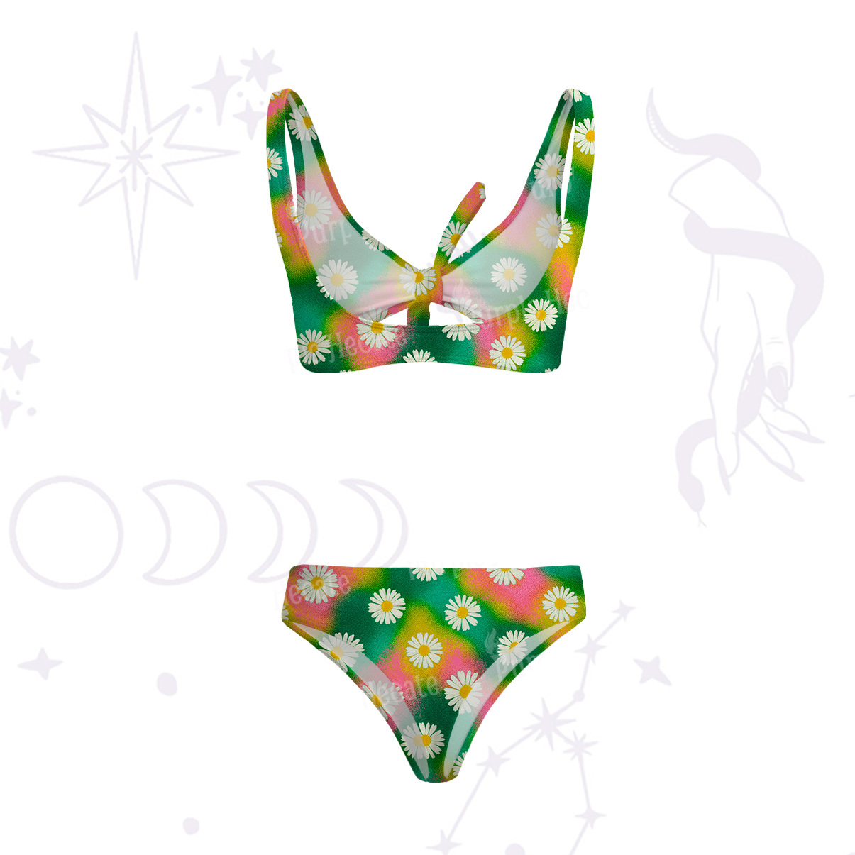 Purplehecate Enchanted Daisy Spring Romance Versa-Tie Two-Piece Swimsuit