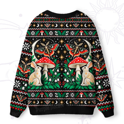 Purplehecate Woodland Moon Rabbits Ugly Cardigan Sweaters