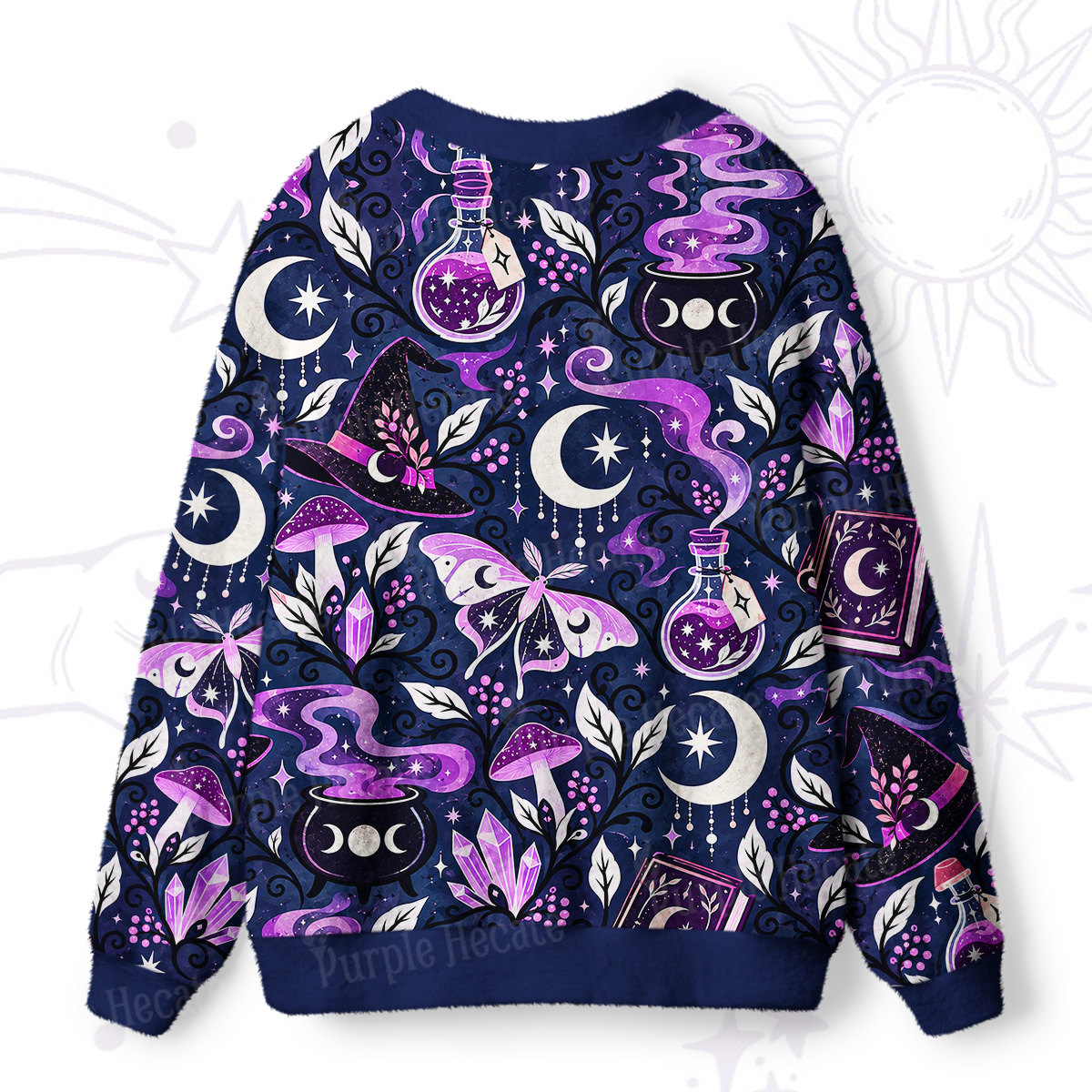 Purplehecate Purple Potion Witch Night Magic Ugly Cardigan Sweaters