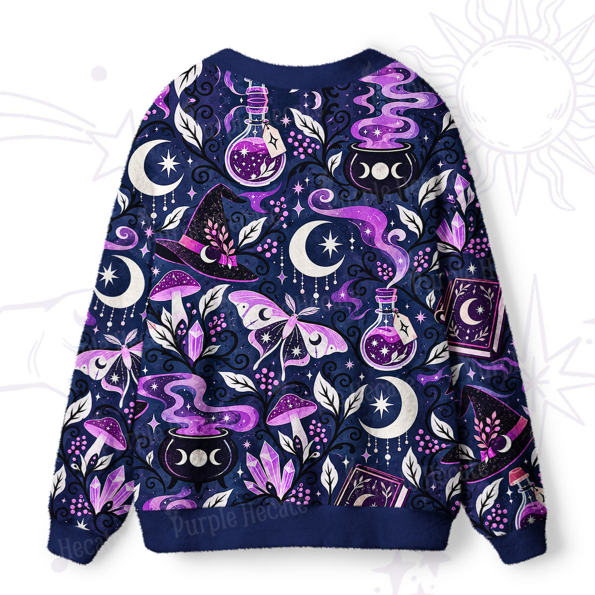 Purplehecate Purple Potion Witch Night Magic Ugly Cardigan Sweaters