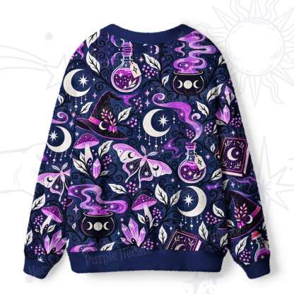 Purplehecate Purple Potion Witch Night Magic Ugly Cardigan Sweaters