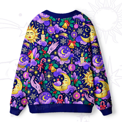 Purplehecate Cosmic Sun & Moon Dream Ugly Cardigan Sweaters