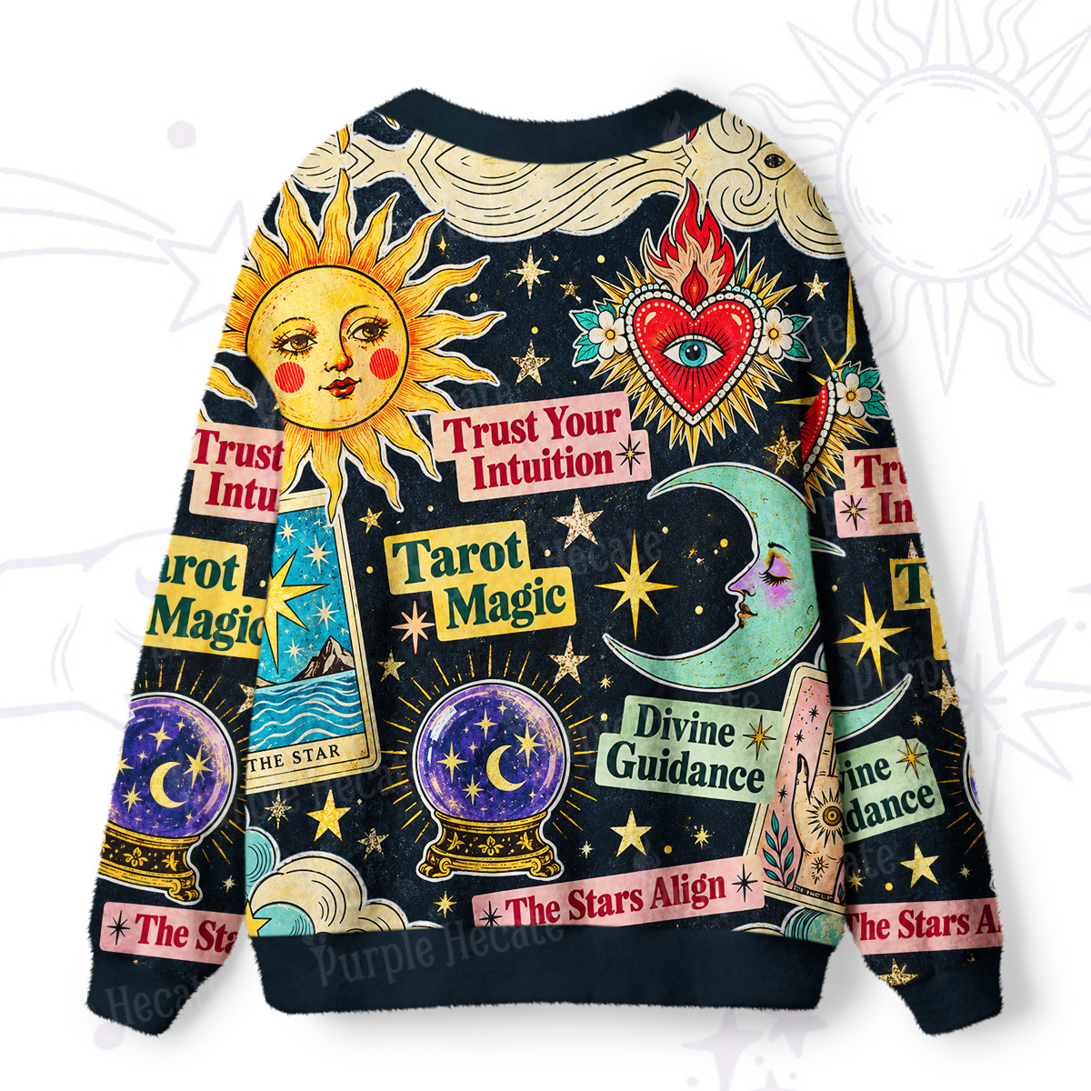 Purplehecate Celestial Tarot Divination Magic Ugly Cardigan Sweaters