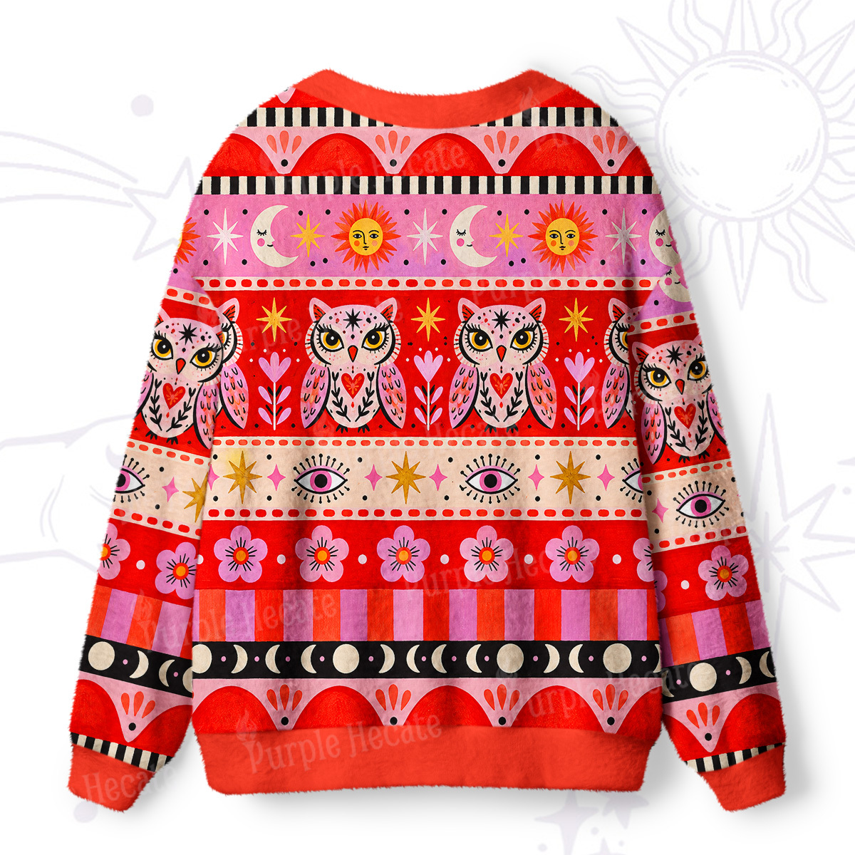 Purplehecate Owl of the Enchanted Night Ugly Cardigan Sweaters