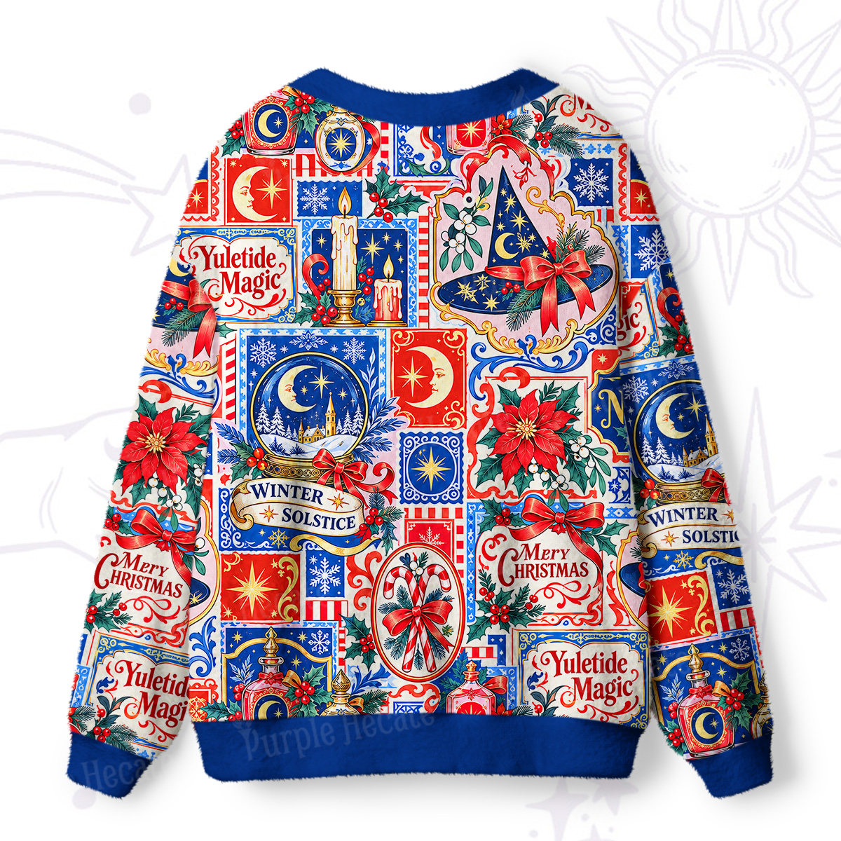 Purplehecate Christmas Postage Collage Magic Ugly Cardigan Sweaters