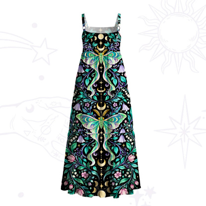 Purplehecate Mystic Moth of the Night Wide Straps Maxi Dress