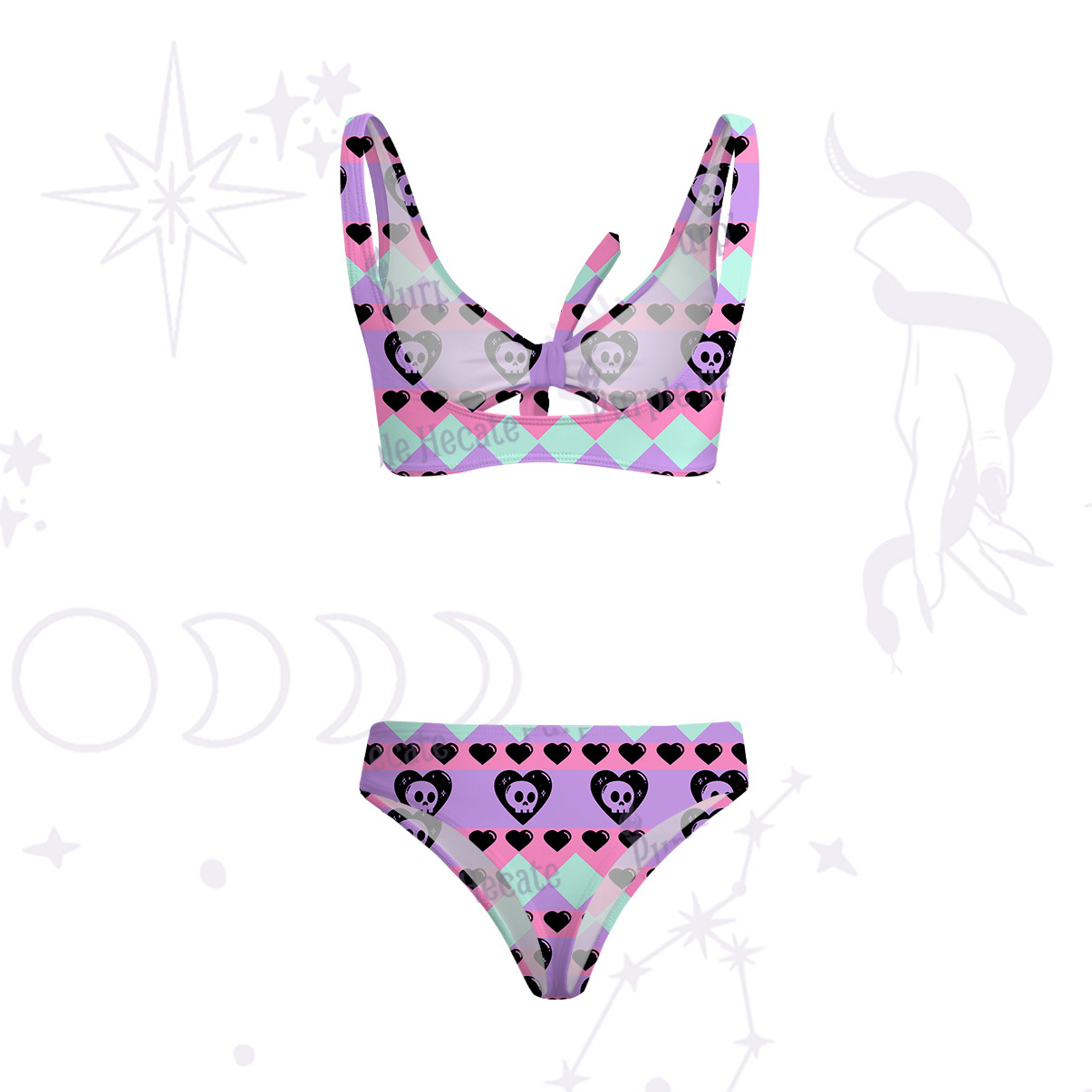 Purplehecate Heartful Magic Versa-Tie Two-Piece Swimsuit
