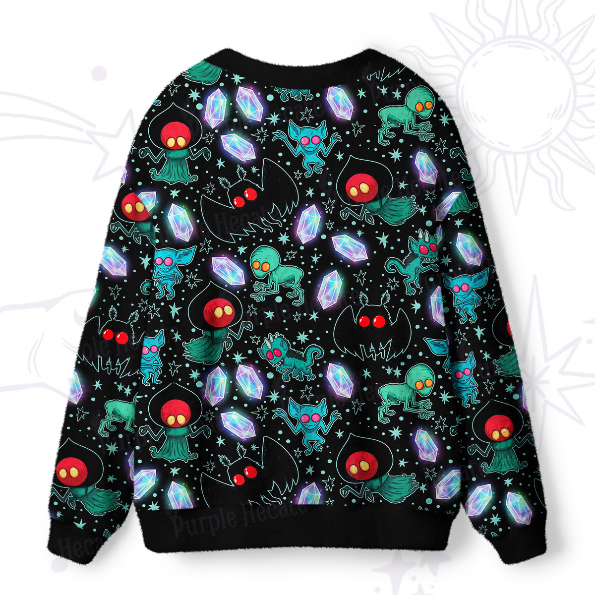 Purplehecate Dark Galaxy Creepy Mothman Ugly Cardigan Sweaters