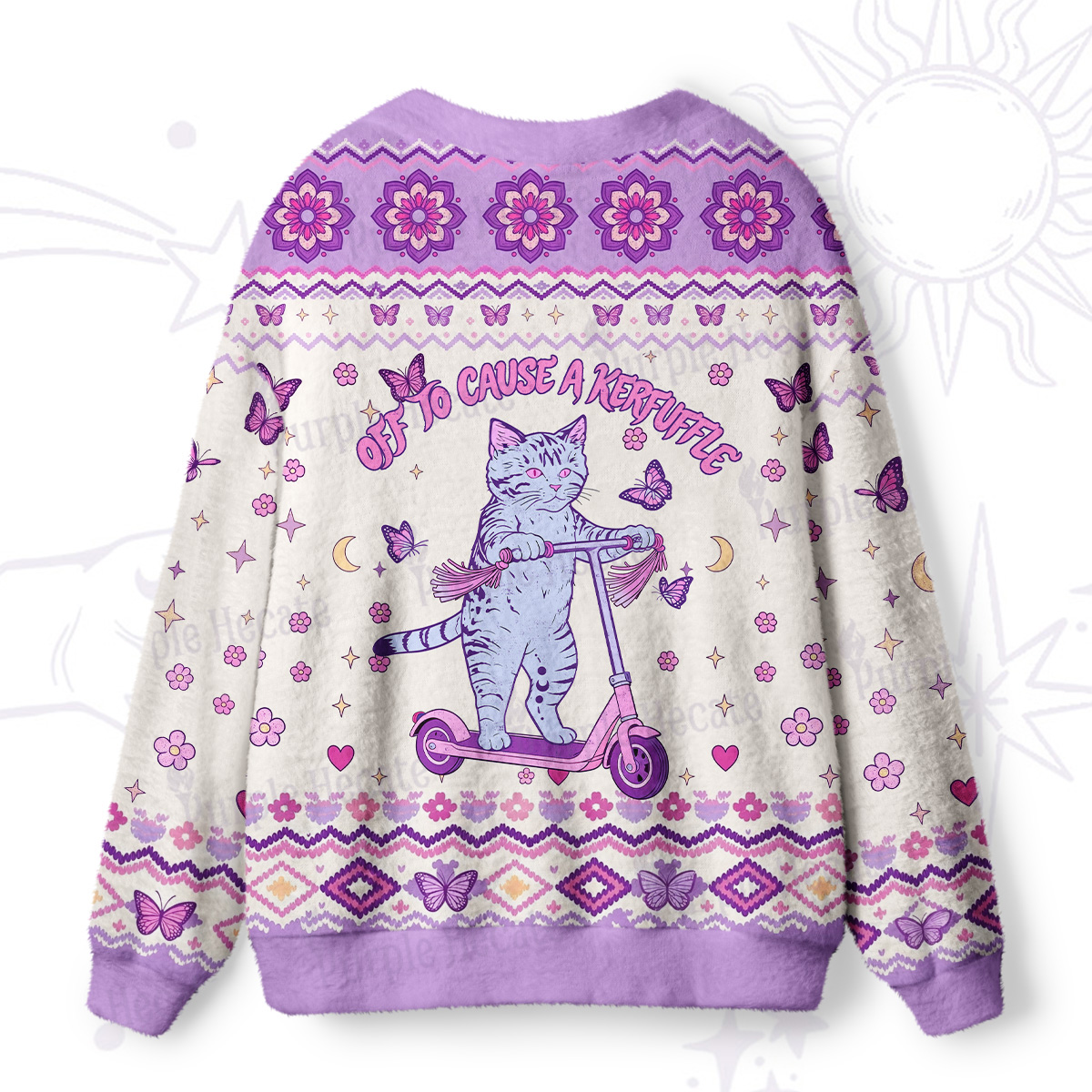 Purplehecate Off To Cause A Kerfuffle Cat Ugly Cardigan Sweaters