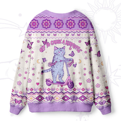 Purplehecate Off To Cause A Kerfuffle Cat Ugly Cardigan Sweaters