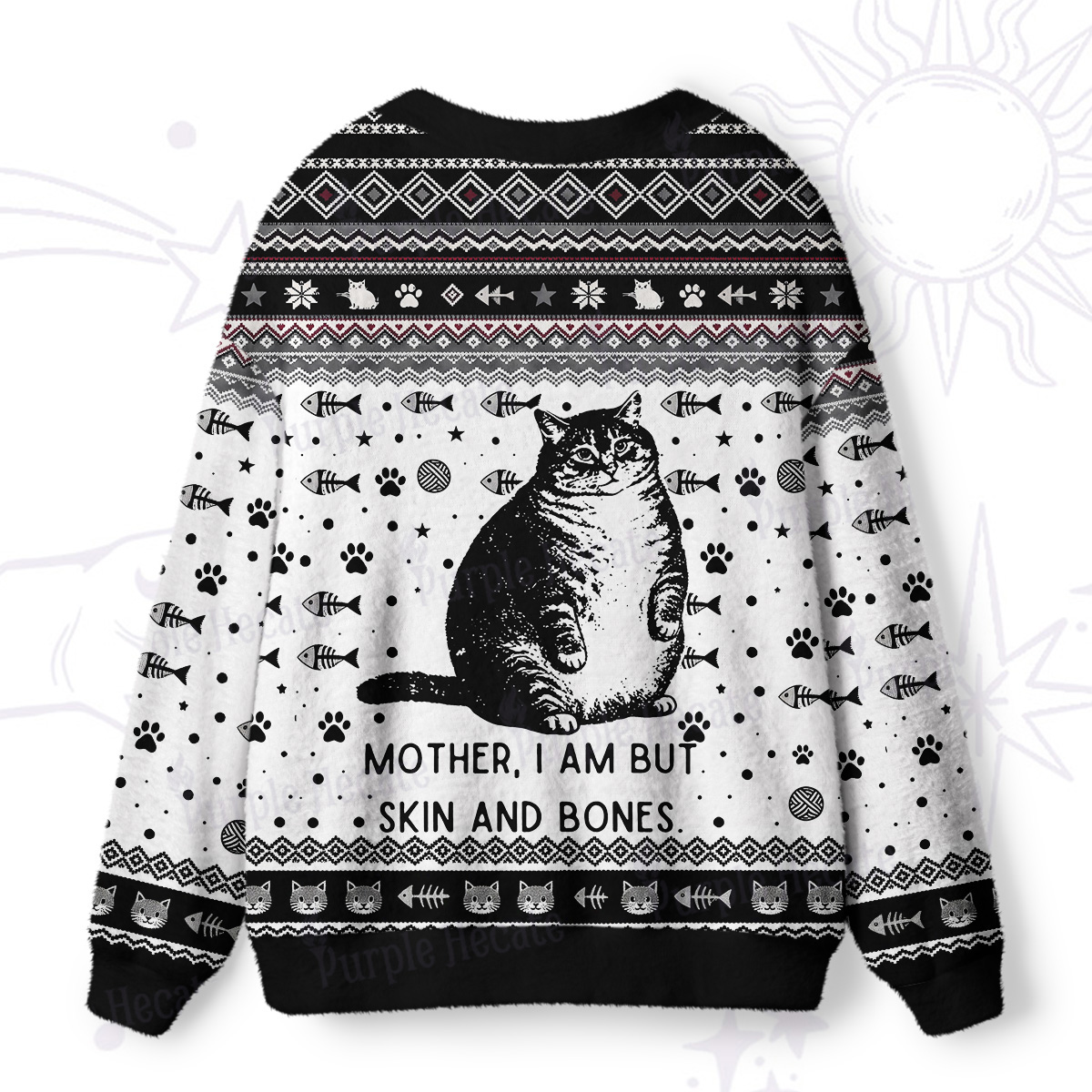 Purplehecate Cat Mother I Am But Skin And Bones Ugly Cardigan Sweaters