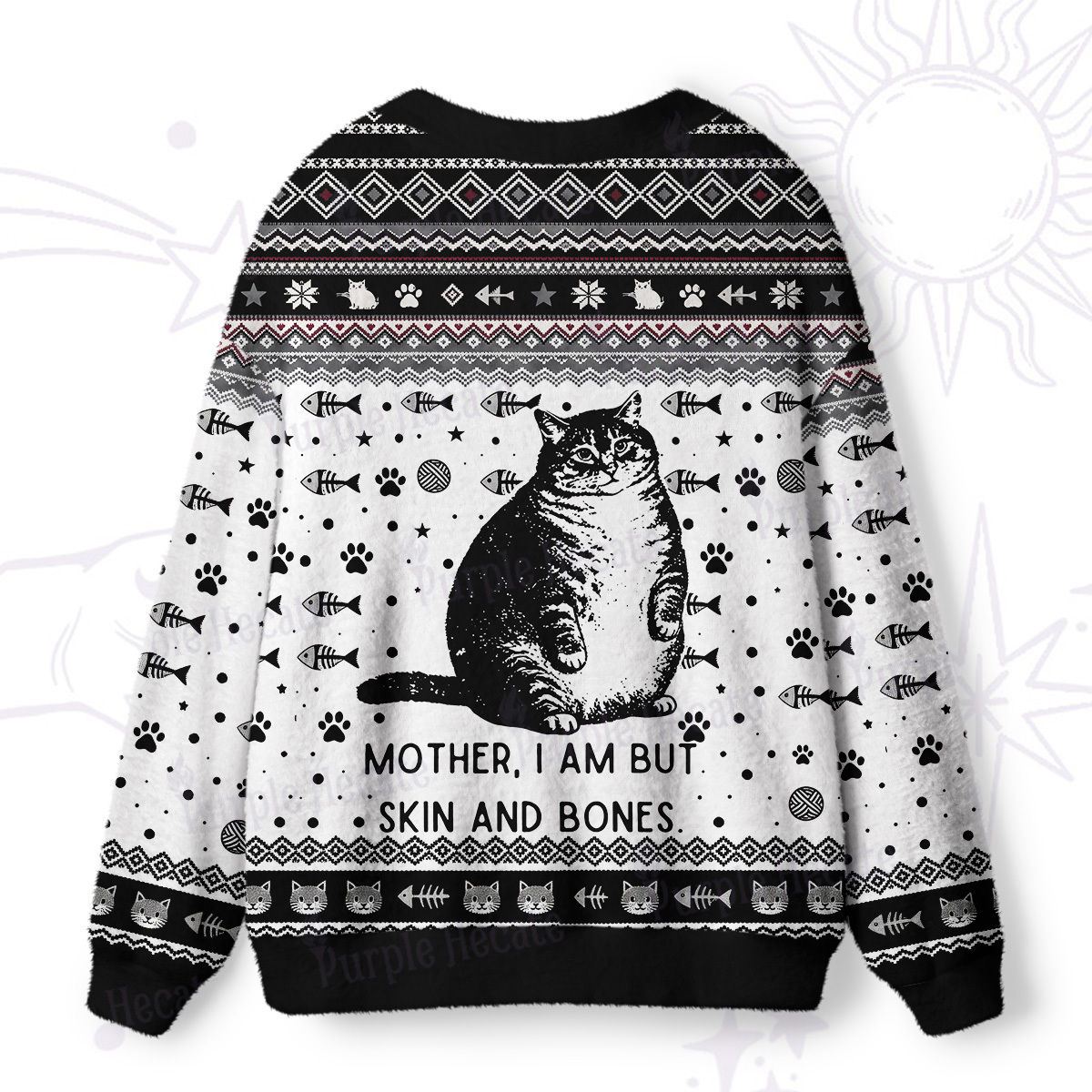 Purplehecate Cat Mother I Am But Skin And Bones Ugly Cardigan Sweaters