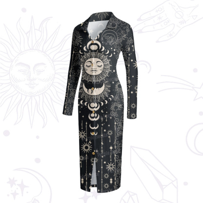 Purplehecate Lunar Eclipse Ribbed Knit Midi Dress