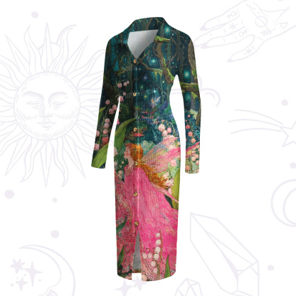 Purplehecate Mystic Secret Lily Fairy Forest Ribbed Knit Dress