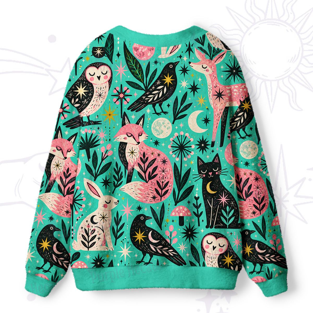 Purplehecate Moonlit Woodland Friends Ugly Cardigan Sweaters