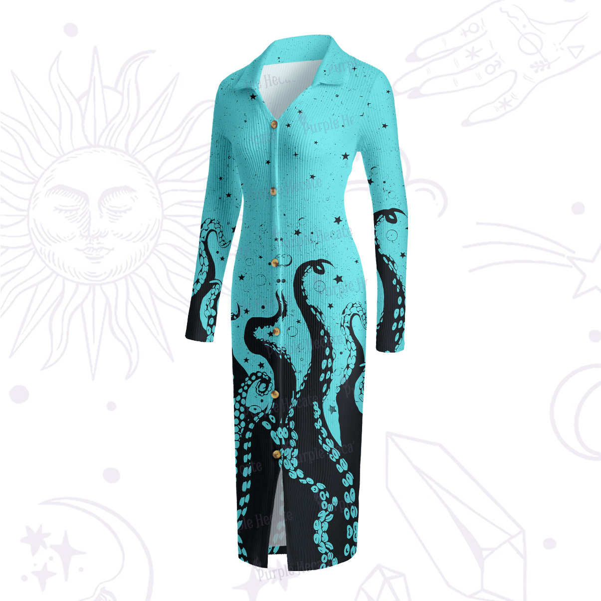 Purplehecate Tentacles of the Deep Ribbed Knit Dress