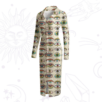Purplehecate Evil Eye Pattern Ribbed Knit Dress