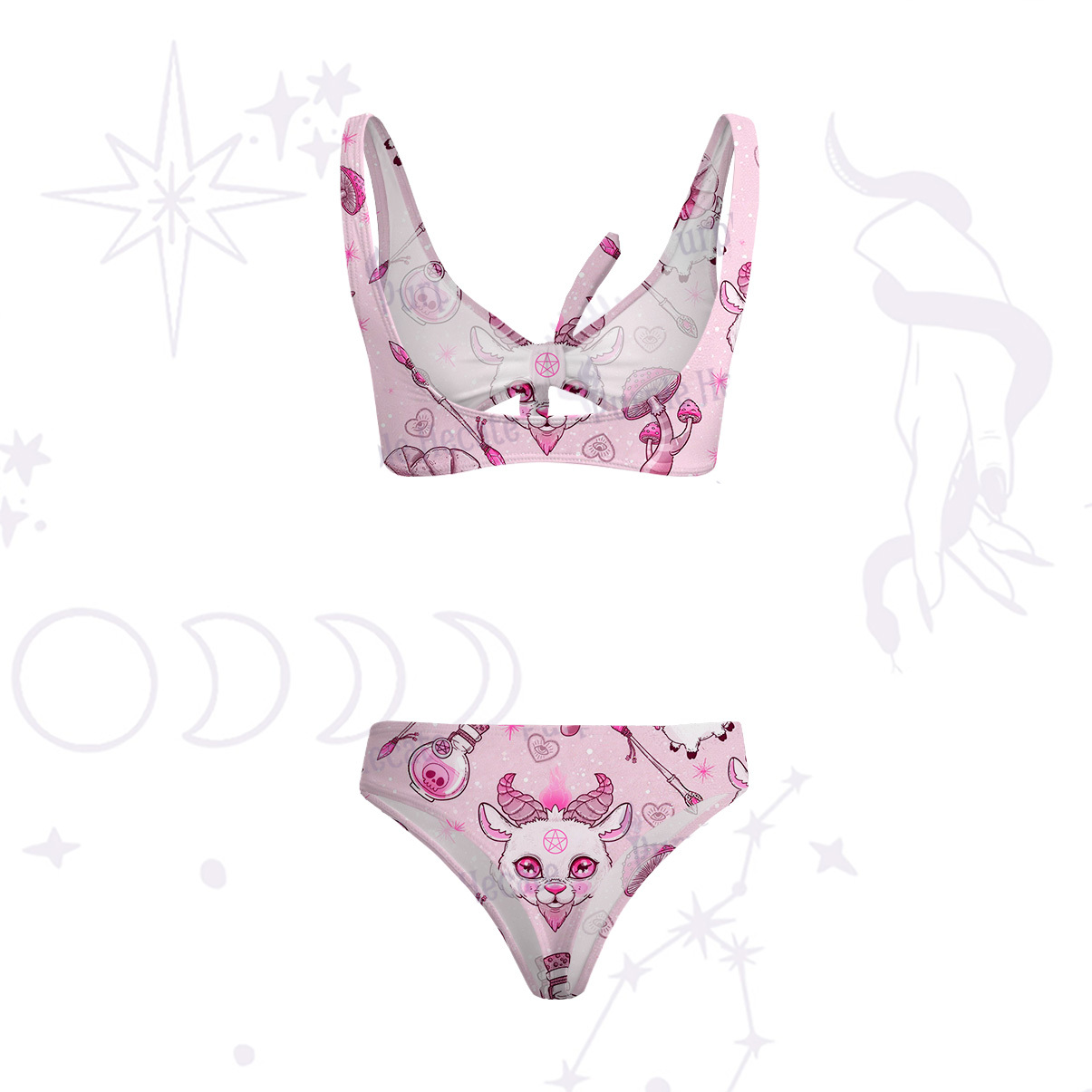 Purplehecate Pastel Occult Goat Versa-Tie Two-Piece Swimsuit