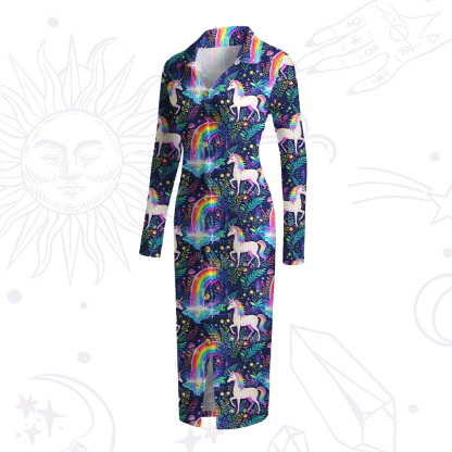 Purplehecate Rainbow Forest Unicorn Magic Ribbed Knit Dress