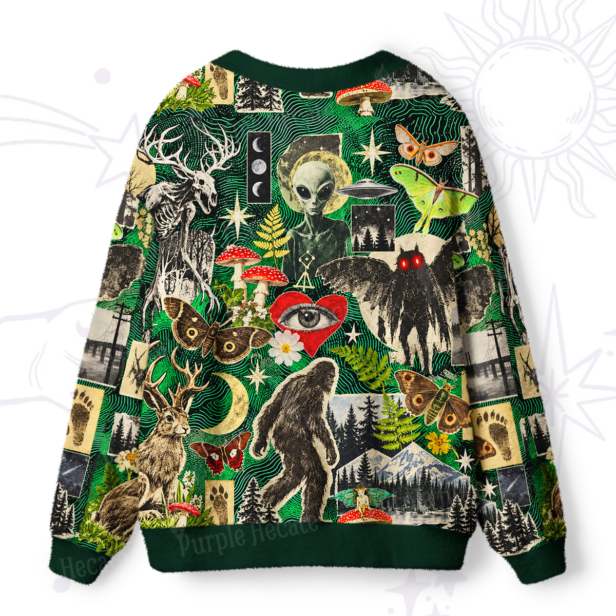 Purplehecate Alien Visitors & Forest Beasts Ugly Cardigan Sweaters