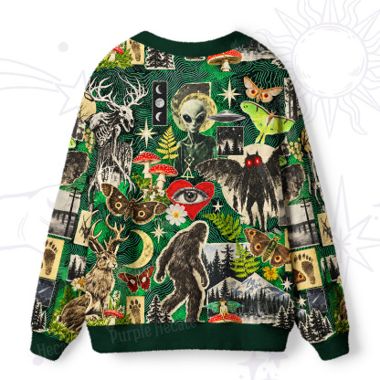 Purplehecate Alien Visitors & Forest Beasts Ugly Cardigan Sweaters