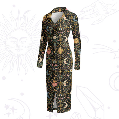 Purplehecate Mystic Sun Moon Hearts Ribbed Knit Dress