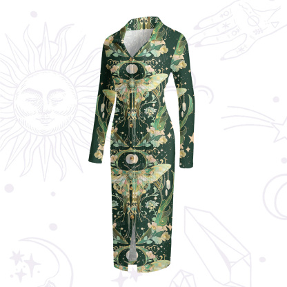 Purplehecate Moon Moth Rave Ribbed Knit Dress