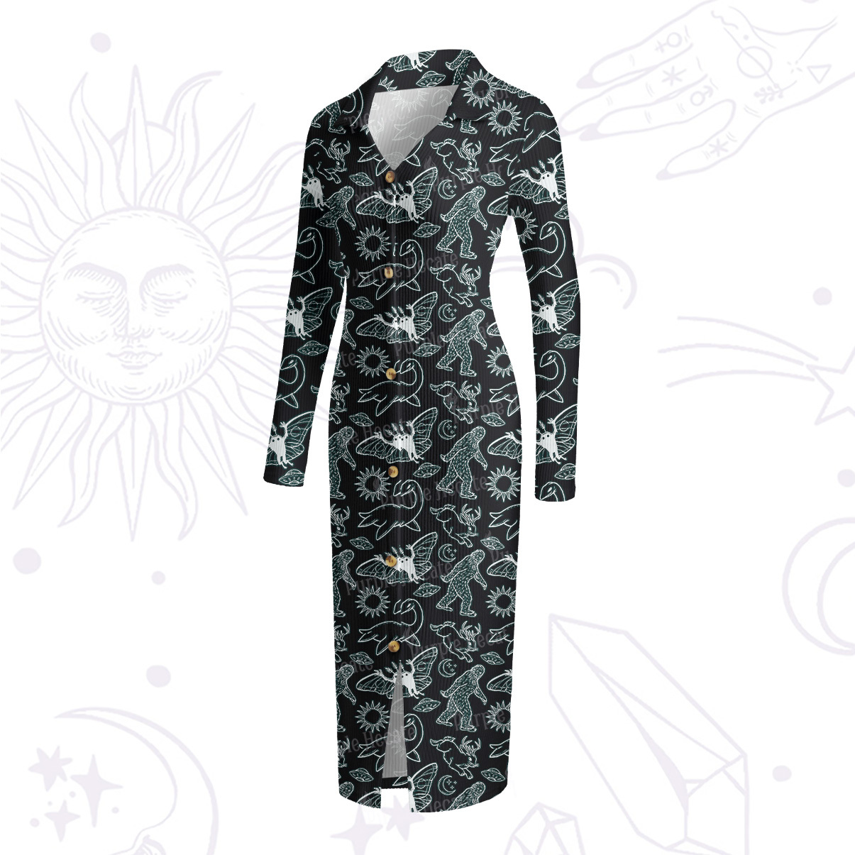 Purplehecate Cryptid Ribbed Knit Dress