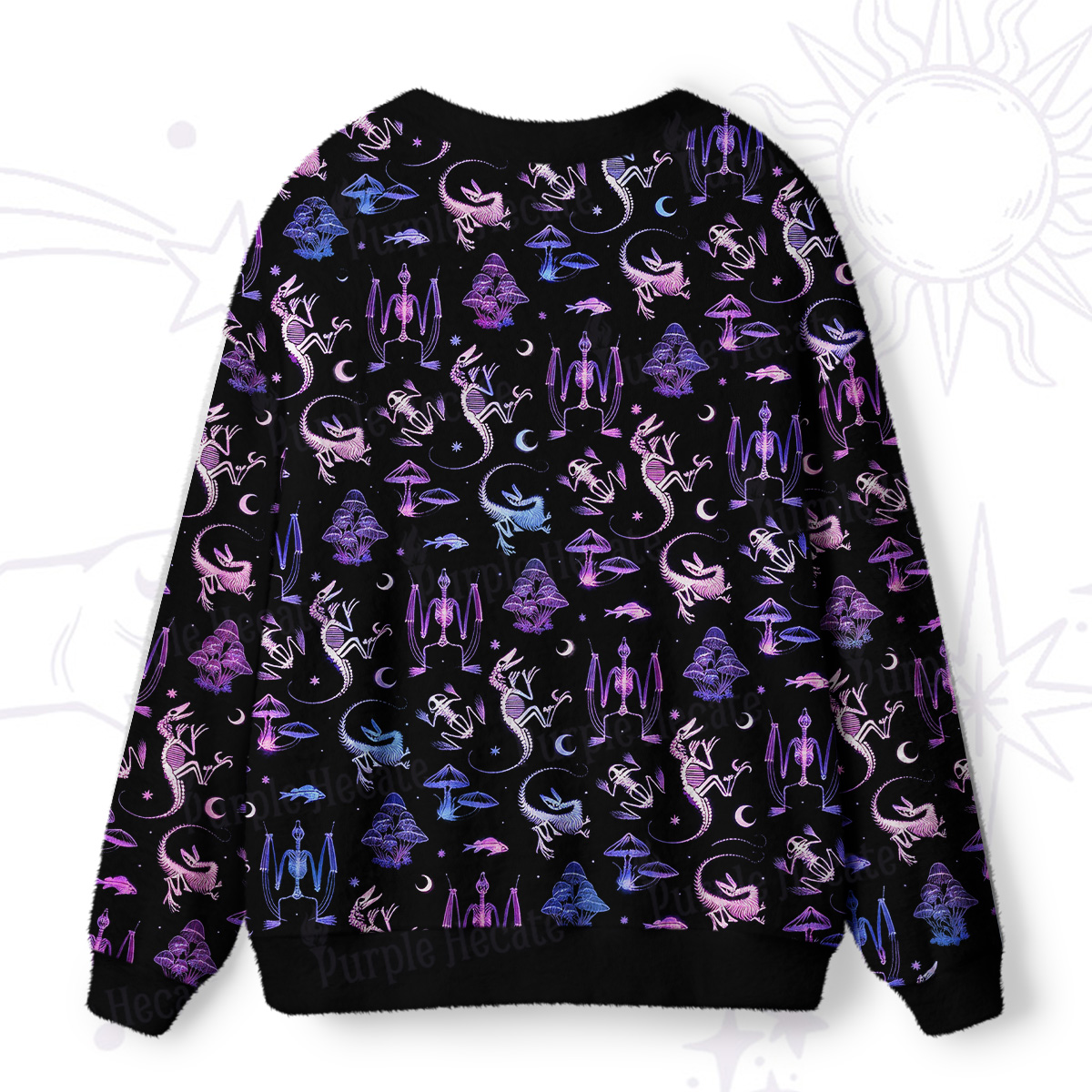 Purplehecate Neon Prehistoric Fantasy Ugly Cardigan Sweaters