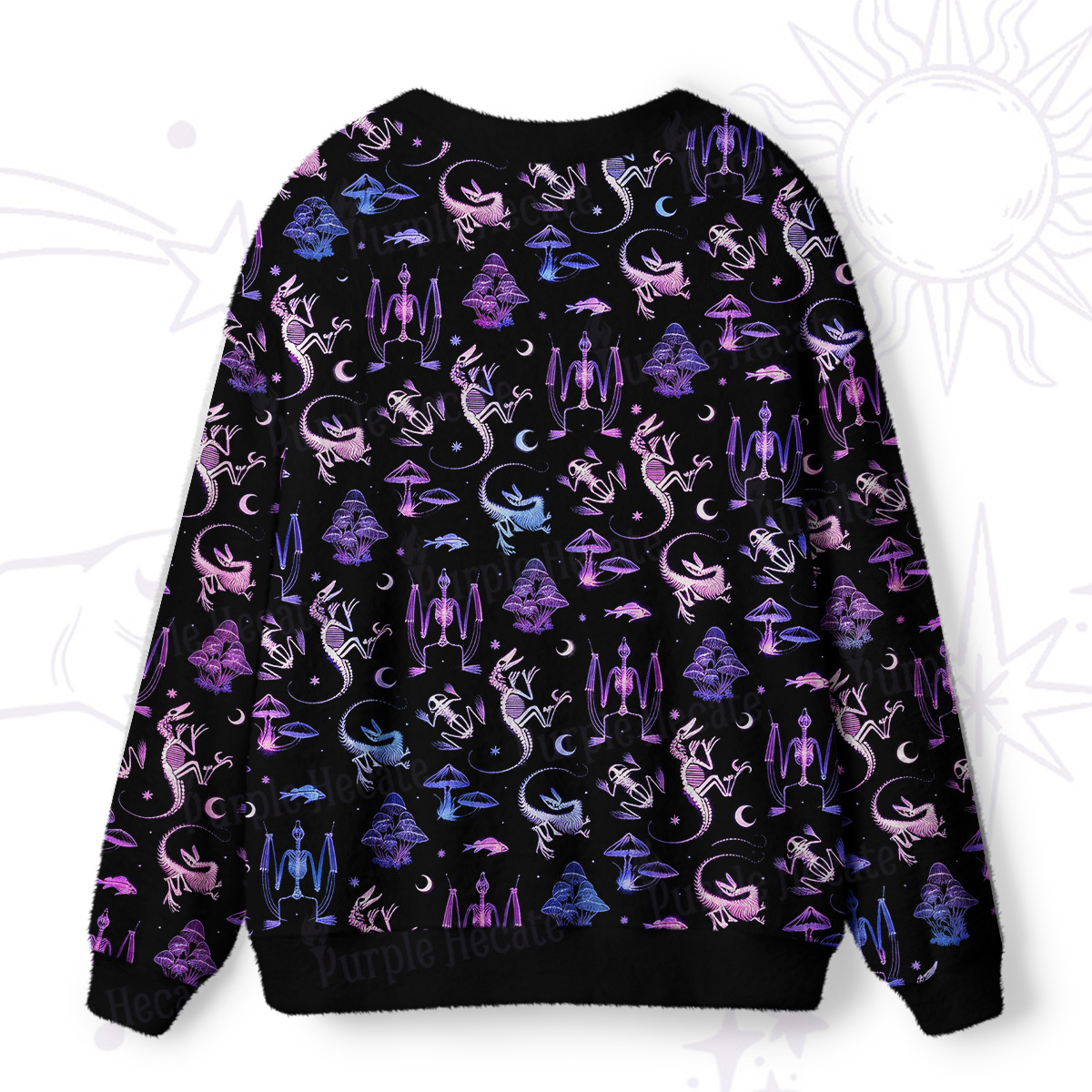 Purplehecate Neon Prehistoric Fantasy Ugly Cardigan Sweaters
