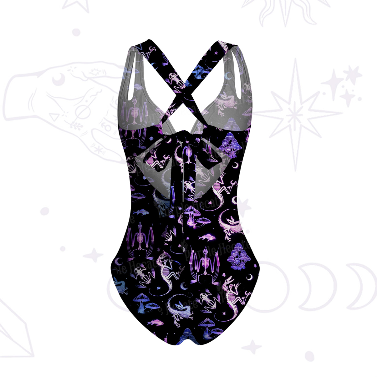 Purplehecate Neon Prehistoric Fantasy One-Piece Swimsuit