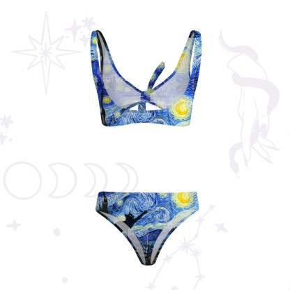 Purplehecate Witch Cat Under the Starry Night Versa-Tie Two-Piece Swimsuit